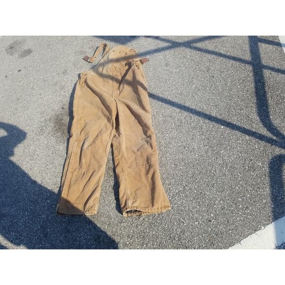 Vintage carhartt overalls 48x34 Distressed Brown Union Made In USA Discolored